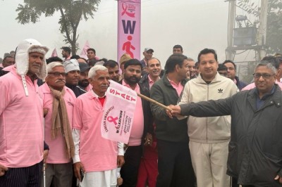 Flagged off a Cancer Awareness Walkathon organized by Positron Hospital, Rohtak, promoting early detection and lifesaving cancer screening.